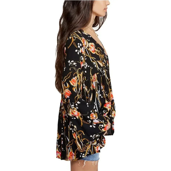 Free People Bella Printed Floral Tunic Top Size XS 0556L - Picture 1 of 10